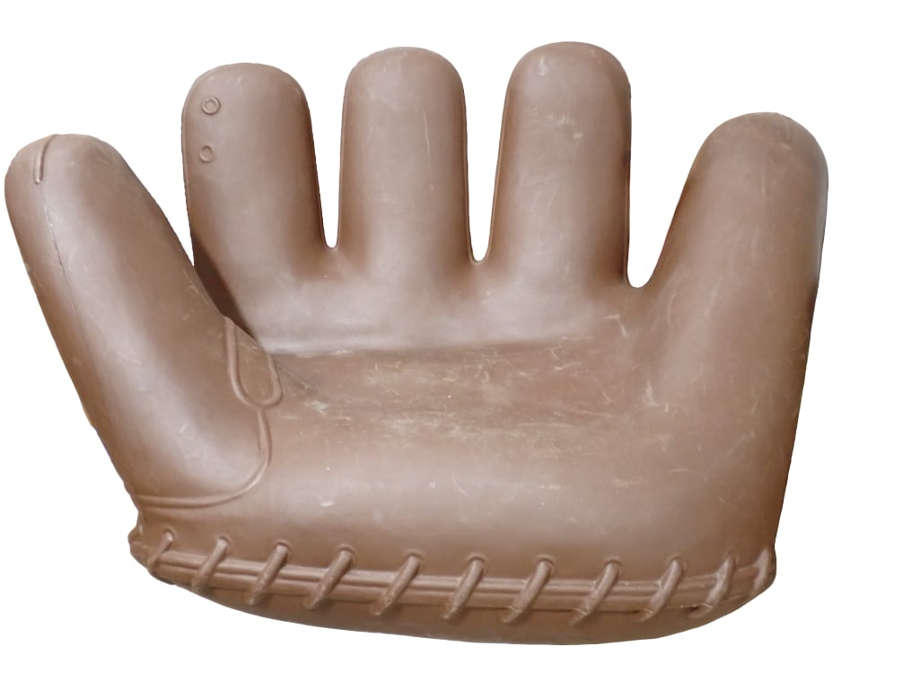 Large Hard Plastic Novelty Baseball Glove / Mitt Chair or Couch: Large Hard Plastic Novelty Baseball Glove / Mitt Chair or Couch All pictures are considered part of the description and should be examined carefully by bidders. Live Auctioneers is now offering Live