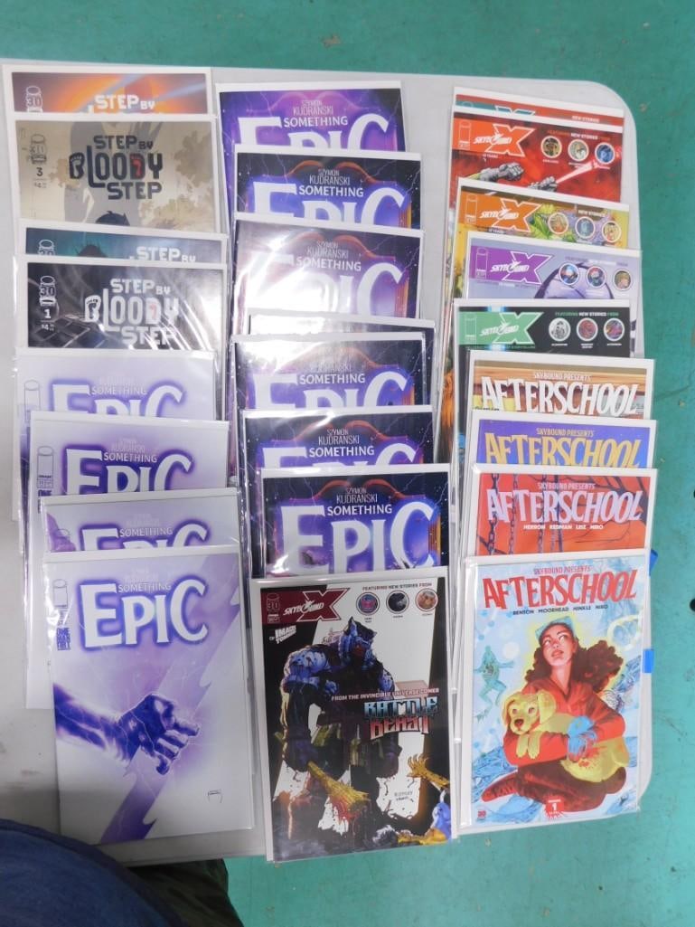 26 Comics incl Skybound Presents Afterschool, Skybound X, Something Epic, Step By Bloody Step: 26 Comic Books including Skybound Presents Afterschool, Skybound X, Something Epic, Step By Bloody Step All pictures are considered part of the description and should be examined carefully by bidders