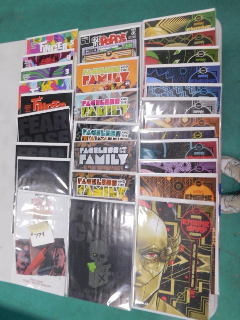 Comic Books including Engineward, Eye Lie Popeye (Massive), Faceless And The Family, Fear Case,: Comic Books including Engineward, Eye Lie Popeye (Massive), Faceless And The Family, Fear Case, Finger Guns 28 total books. All pictures are considered part of the description and should be examined c