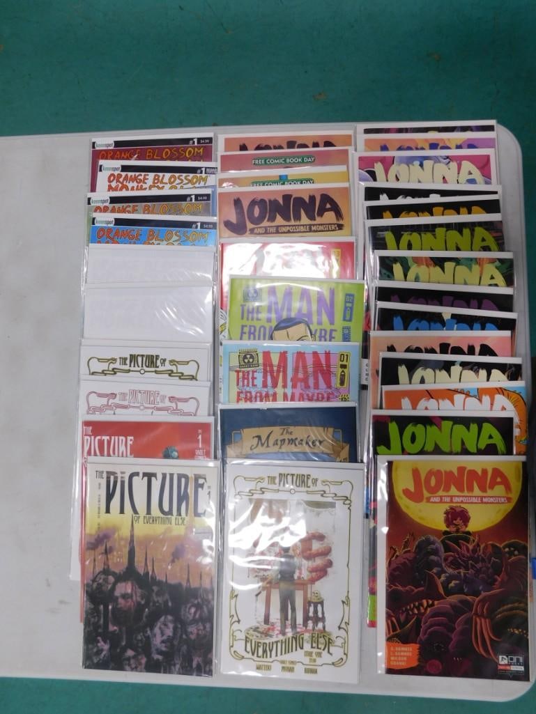 Comic Books including Jonna And The Unpossible Monsters, The Man From Maybe, The Mapmaker,: JonnaComic Books including And The Unpossible Monsters, The Man From Maybe, The Mapmaker, The Picture Of Everything Else 25 total books. All pictures are considered part of the description and s