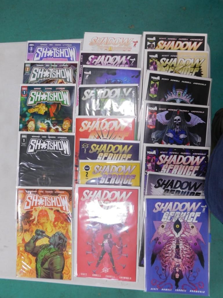Comic Books including Sh*tshow, Shadow Service 20 total books: Comic Books including Sh*tshow, Shadow Service 20 total books. All pictures are considered part of the description and should be examined carefully by bidders. Live Auctioneers is now offering Live Sh