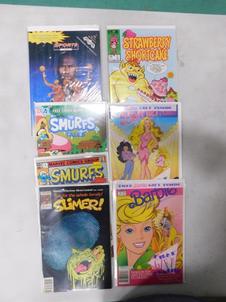 Comic Books including Barbie, Barbie Fashion, Slimer, Smurfs, Strawberry Shortcake 5 total books: Comic Books including Barbie, Barbie Fashion, Slimer, Smurfs, Strawberry Shortcake 5 total books. All pictures are considered part of the description and should be examined carefully by bidders. Live