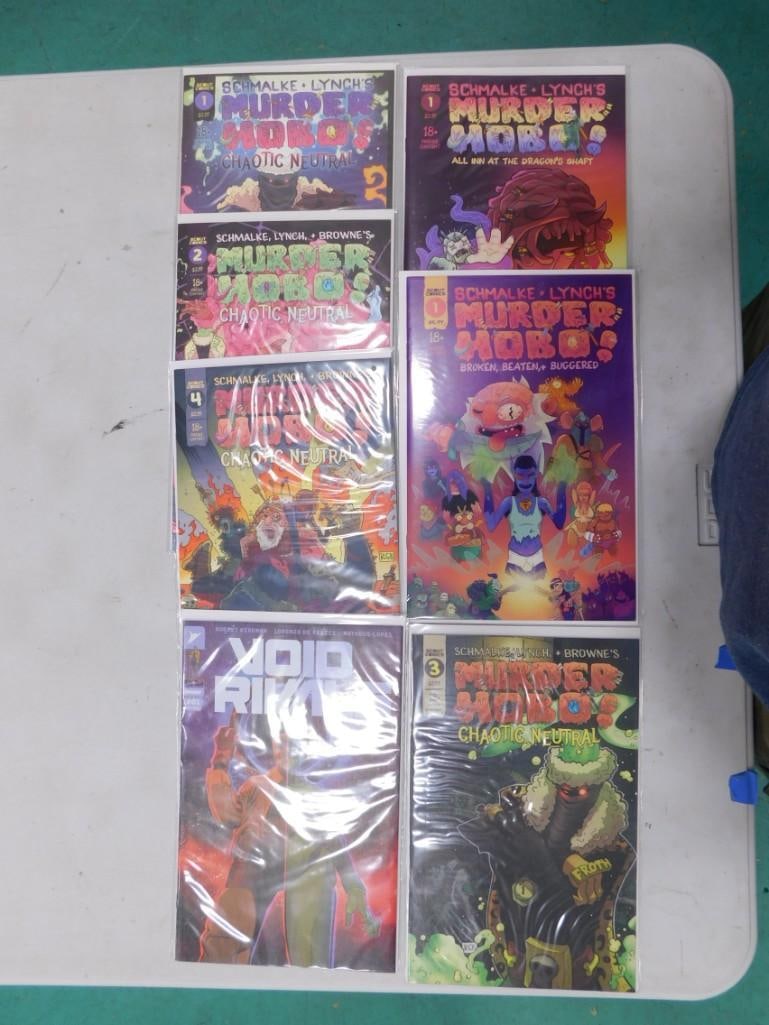 Comic Books including Murder Hobo! All Inn At Dragons Shaft, Murder Hobo! Beaten, Broken: Comic Books including Murder Hobo! All Inn At Dragons Shaft, Murder Hobo! Beaten, Broken, + Buggered, Murder Hobo: Chaotic Neutral 6 total books. All pictures are considered part of the description an