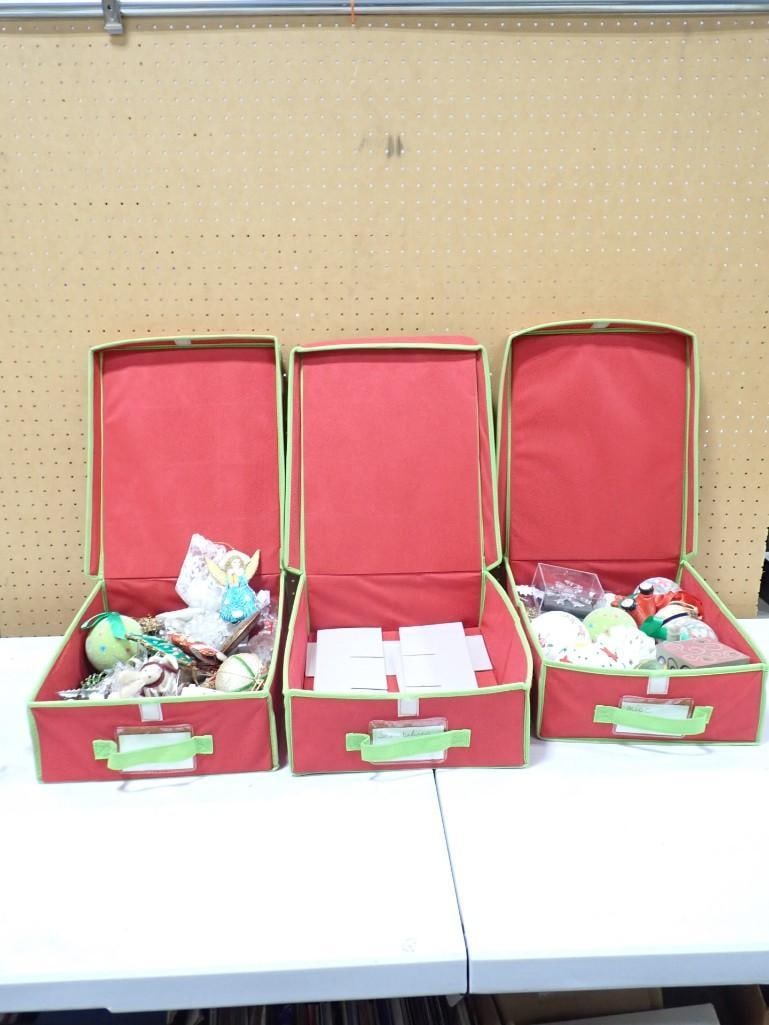 Lot of Christmas Ornaments and the Red and Green Containers: Lot of Christmas Ornaments and the Red and Green Containers All pictures are considered part of the description and should be examined carefully by bidders. Live Auctioneers is now offering Live Shipp