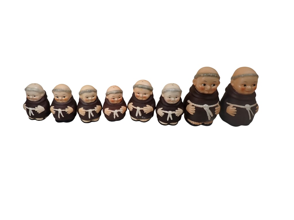 Set of 8 Goebel Friar Tuck monk figurines including Salt and Pepper Shakers and others (1 of 16)