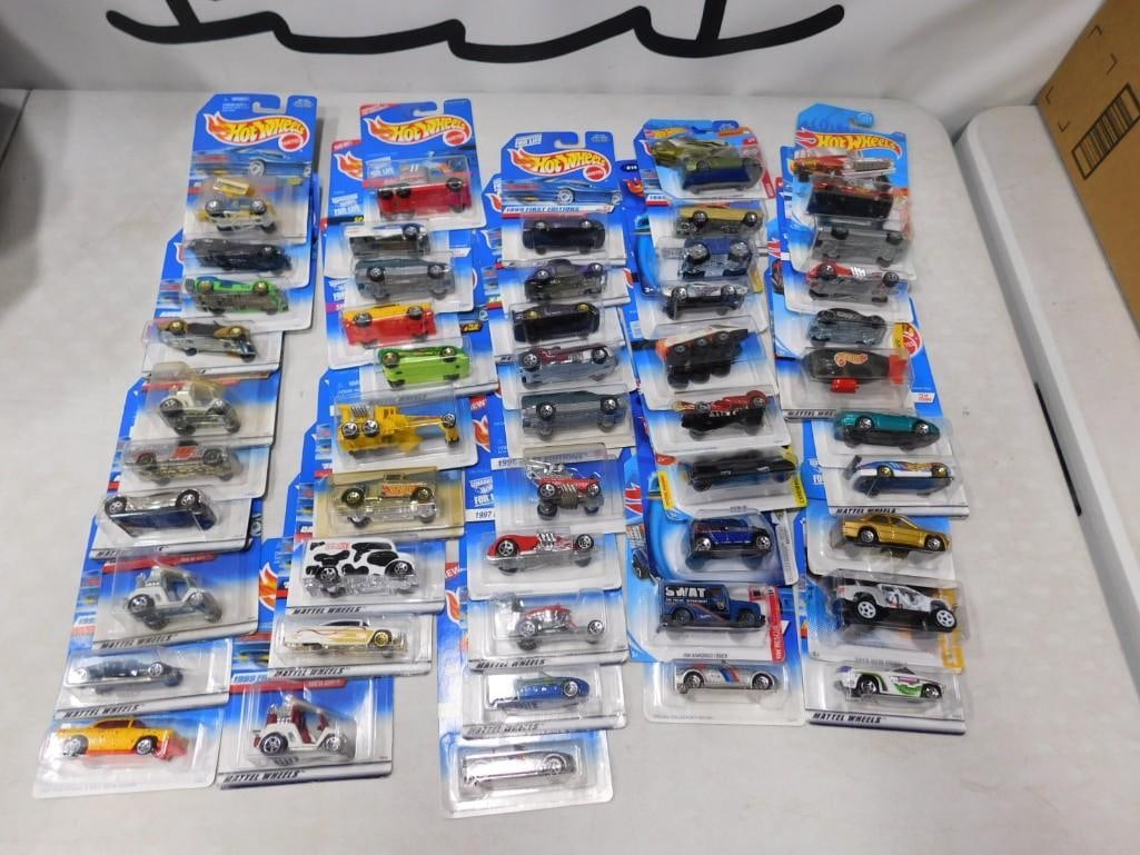50 Hot Wheels Cars and Vehicles New in Package: 50 Hot Wheels Cars and Vehicles New in Package All pictures are considered part of the description and should be examined carefully by bidders. Live Auctioneers is now offering Live Shipping through t