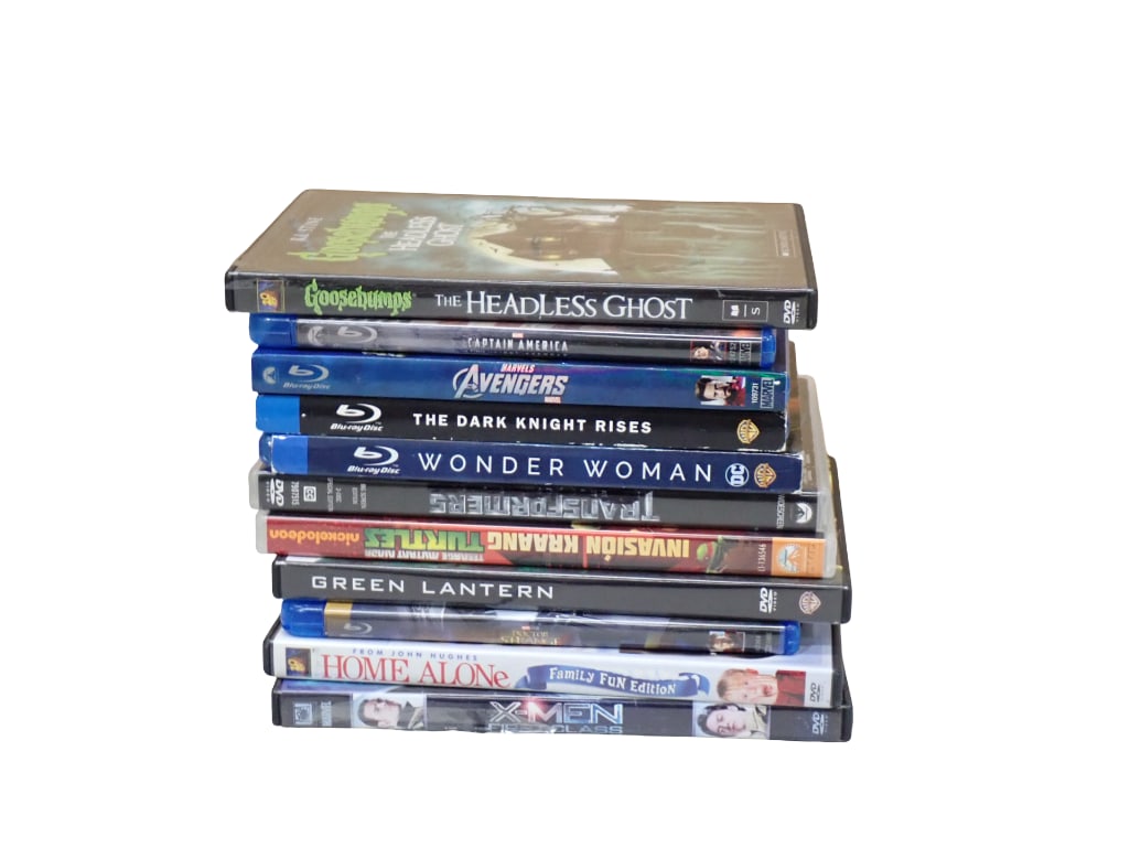Lot of DVDs and BluRay Discs incl Wonder Woman, Marvel Avengers, Goosebumps The Headless Ghost, (1 of 3)