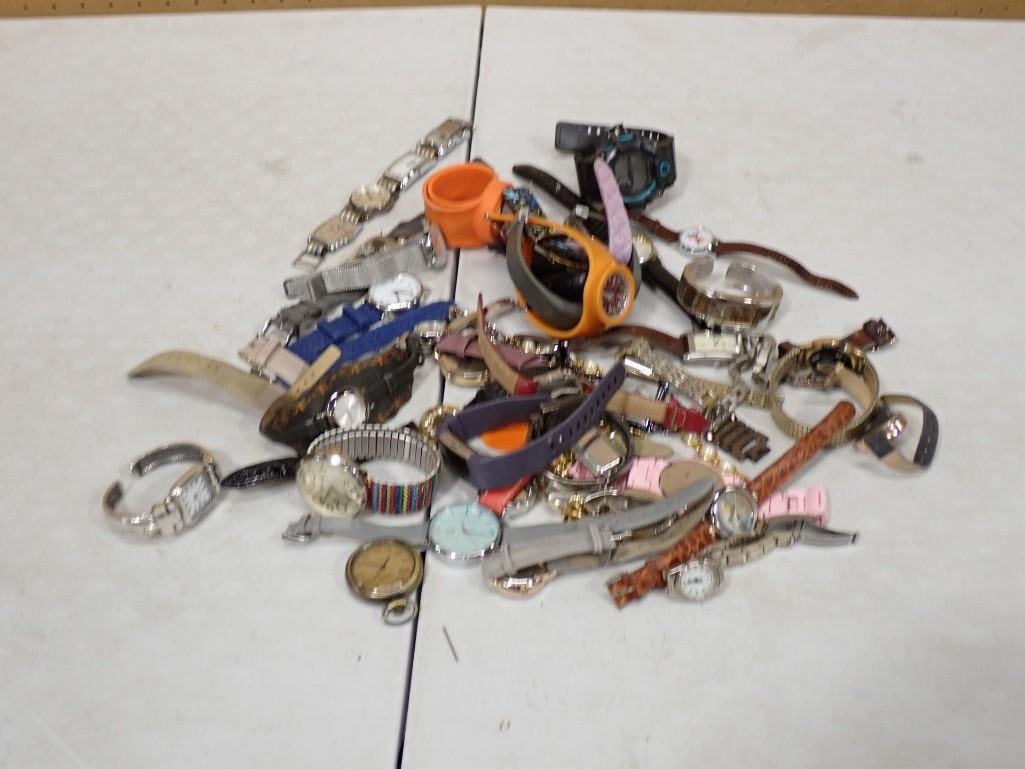 Lot of Watches: Lot of Watches Condition: unchecked and untested All pictures are considered part of the description and should be examined carefully by bidders. Live Auctioneers is now offering Live Sh