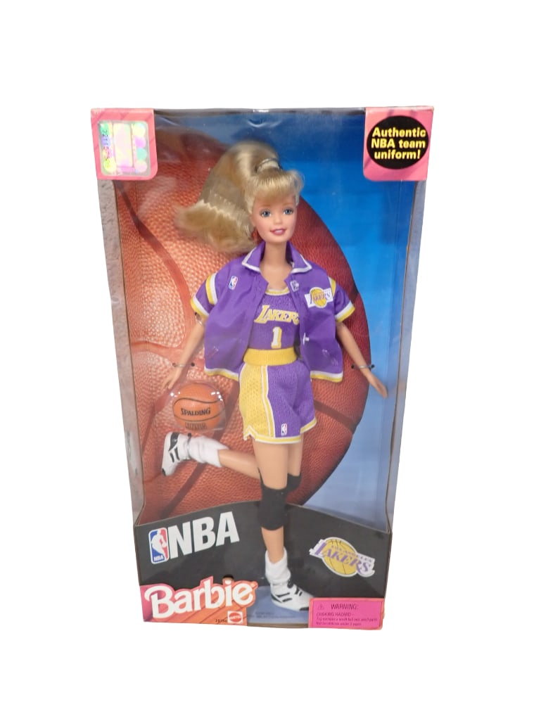 NBA Barbie with Los Angeles Lakers Uniform New in Box by Mattel: NBA Barbie Doll with Los Angeles Lakers Uniform New in Box by Mattel All pictures are considered part of the description and should be examined carefully by bidders. Live Auctioneers is now offering
