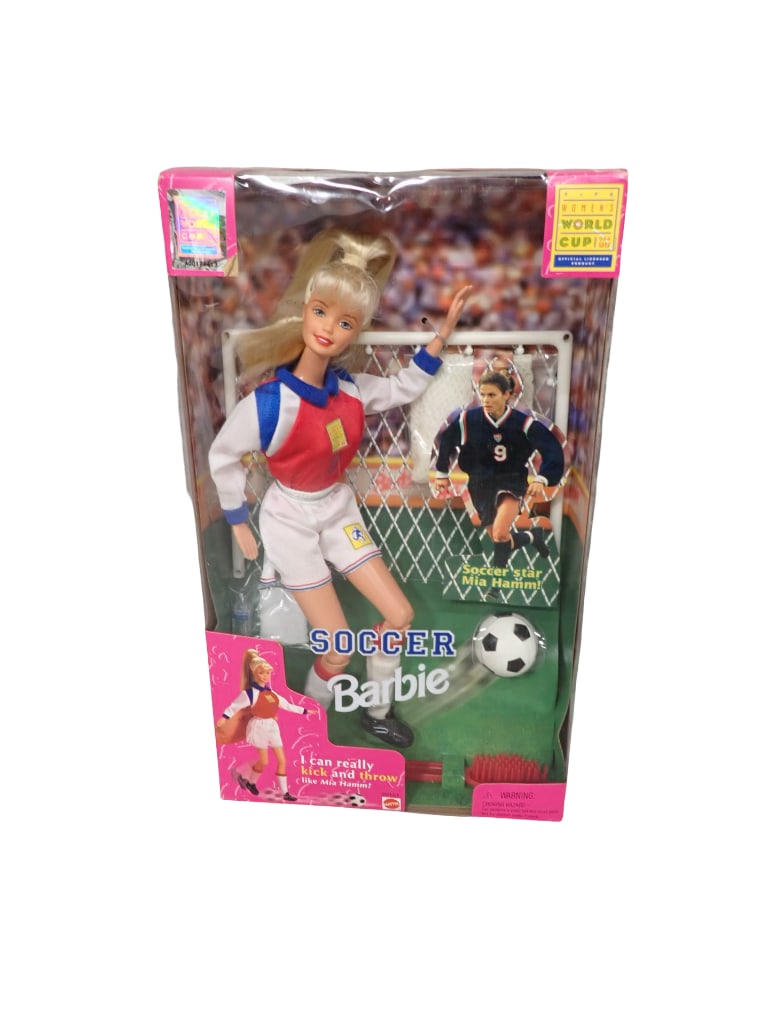 Soccer Barbie USA 99 Women's World Cup Mia Hamm New in Box by Mattel: Soccer Barbie Doll USA '99 Women's World Cup Mia Hamm New in Box by Mattel All pictures are considered part of the description and should be examined carefully by bidders. Live Auctioneers i