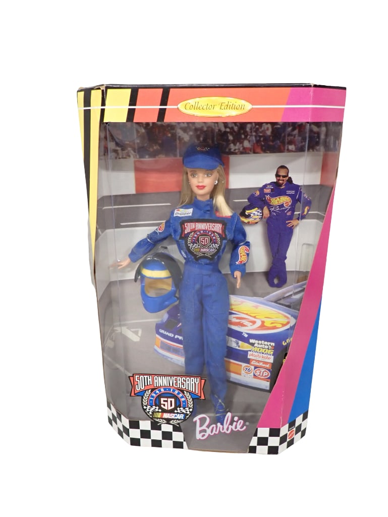 50th Anniversary Nascar Barbie Doll Collector Edition New in Box: 50th Anniversary Nascar Barbie Doll Collector Edition New in Box All pictures are considered part of the description and should be examined carefully by bidders. Live Auctioneers is now offering Live 