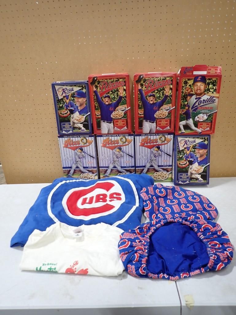 Chicago Cubs Collectibles Lot etc. Including RizzO's Cereal Boxes, Grandpa Rossy Crunch, Zorilla Cru (1 of 7)