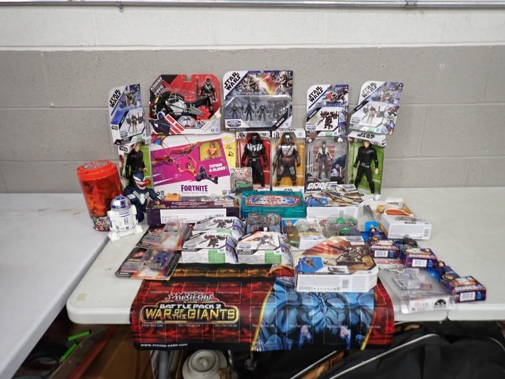 Action Figures and Small Toys incl GI Joe, Star Wars, Fortnite, Bakugan, etc Incl Many New in Packag: Action Figures and Small Toys incl GI Joe, Star Wars, Fortnite, Bakugan, etc Incl Many New in Package All pictures are considered part of the description and should be examined carefully by bidders.