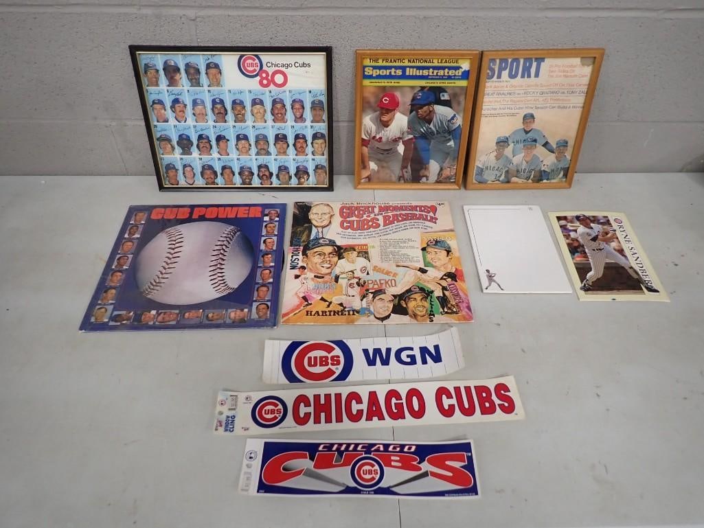 Chicago Cubs Lot including Framed 1980 Roster, Ernie Banks, Pete Rose 1969 Sports Illustrated, Sport (1 of 7)