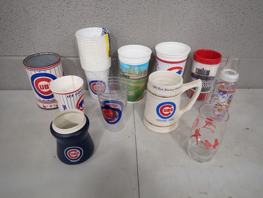 Large Lot of Chicago Cubs Collector Cups, Stein, Baby Bottle, Coozie, etc. (1 of 6)