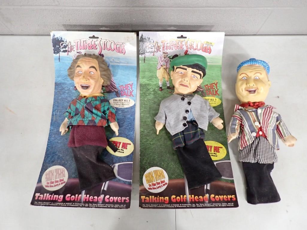 The Three Stooges Talking Golf Head Covers Larry, Curly, Moe: The Three Stooges Talking Golf Head Covers Larry, Curly, Moe Condition: 2 are still new on card, Untested All pictures are considered part of the description and should be examined carefu