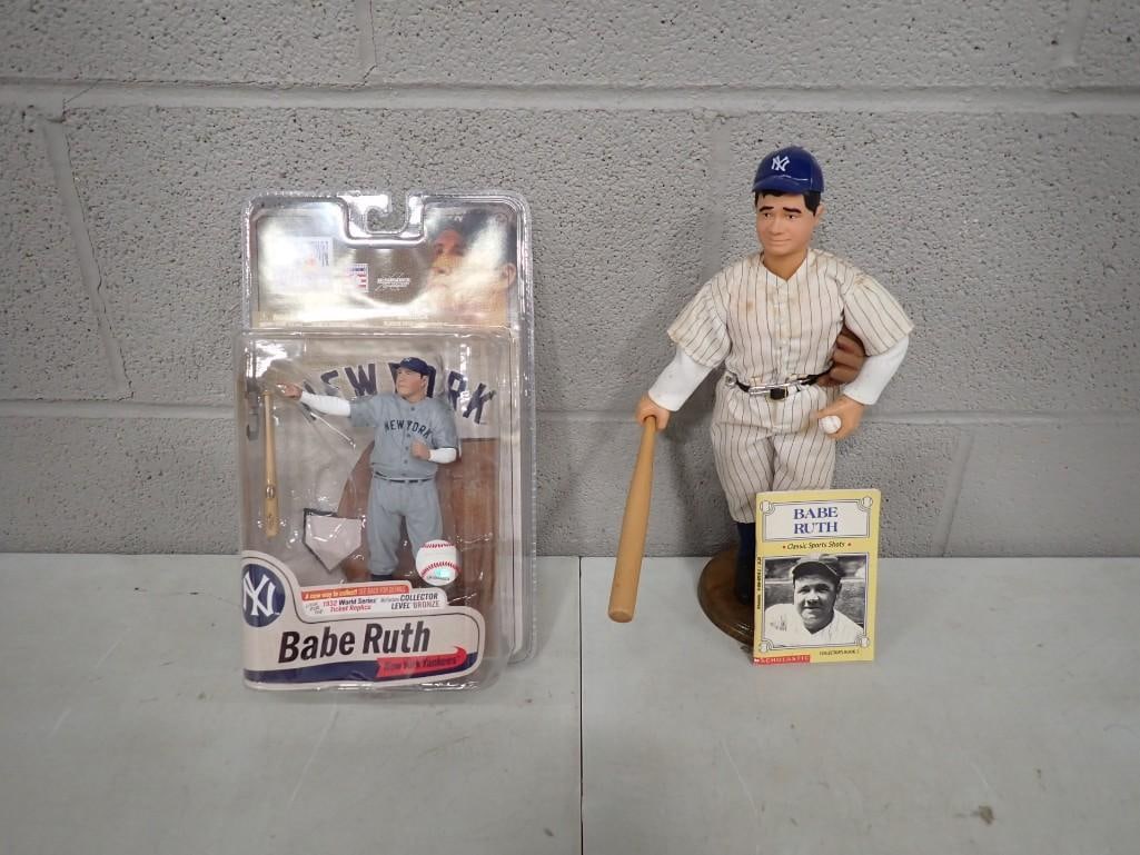 2 Babe Ruth Figures and a Babe Ruth Sports Shots Booklet: 2 Babe Ruth Figures and a Babe Ruth Sports Shots Booklet. 1 Babe Ruth figure is new in package All pictures are considered part of the description and should be examined carefully by bidders.