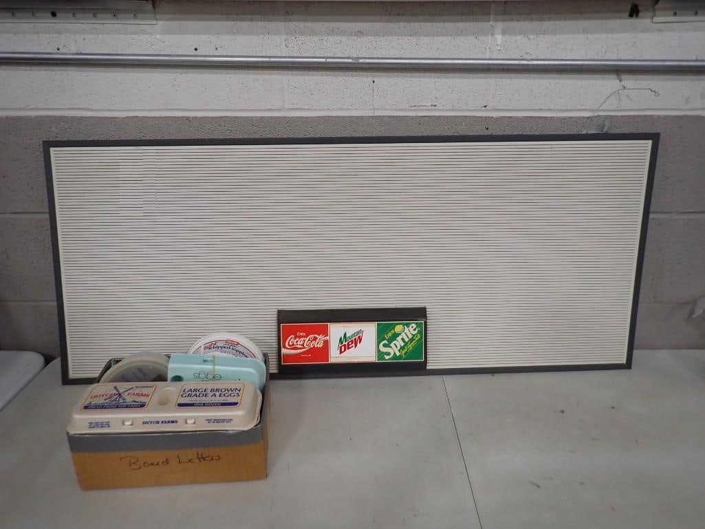 Vintage Coca Cola Advertising Menu Board with a bunch of letters and numbers (1 of 7)