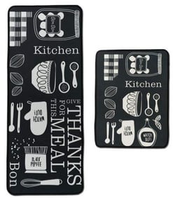 Kitchen Rugs Mats Set of 2 Non-Slip Washable, Indoor Area Rugs 