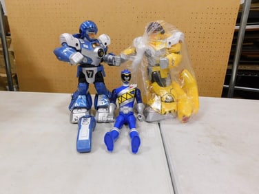 Action Figures incl Blue Power Ranger and 2 Robot Figures