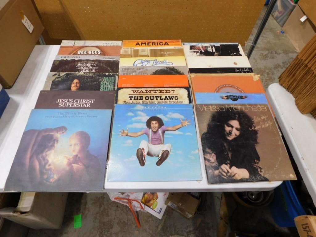 Lot of Vinyl Records 33 RPM LPs incl Melissa Manchester, Leo Sayer, Bee Gees, Mud Slide Slim,: Lot of Vinyl Records 33 RPM LPs incl Melissa Manchester, Leo Sayer, Bee Gees, Mud Slide Slim, The Outlaws, Jesus Christ Superstar, The Eagles, America, Etc All pictures are considered part of the des