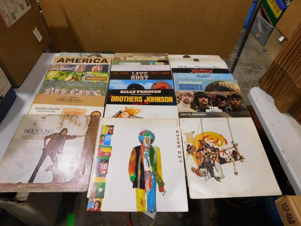 Lot of Vinyl Records 33 RPM LPs incl The Byrds, Leo Sayer, Brothers Johnson, Bee Gees, Neil Young, (1 of 4)