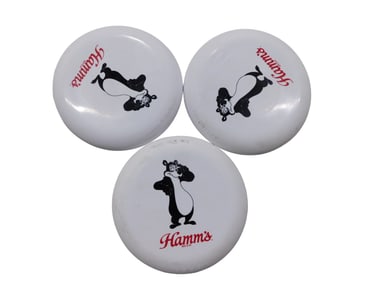 3 Vintage Hamm's Beer Bear Frisbees