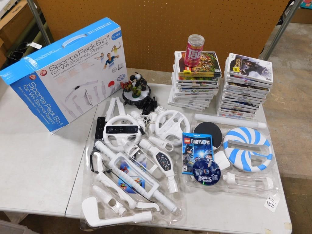 Large Nintendo Wii Lot including Games, Sports Pack 8 in 1, Controller Accessories, Nun chucks, etc (1 of 6)