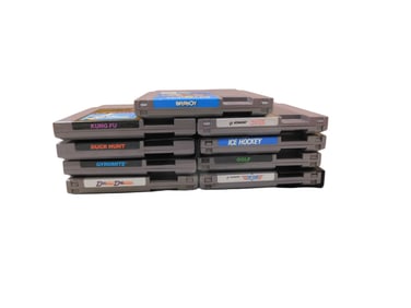 9 Nintendo Video Games incl Paperboy, Duck Hunt, Gyromite, Kung Fu, Double Dribble, Ice Hockey,
