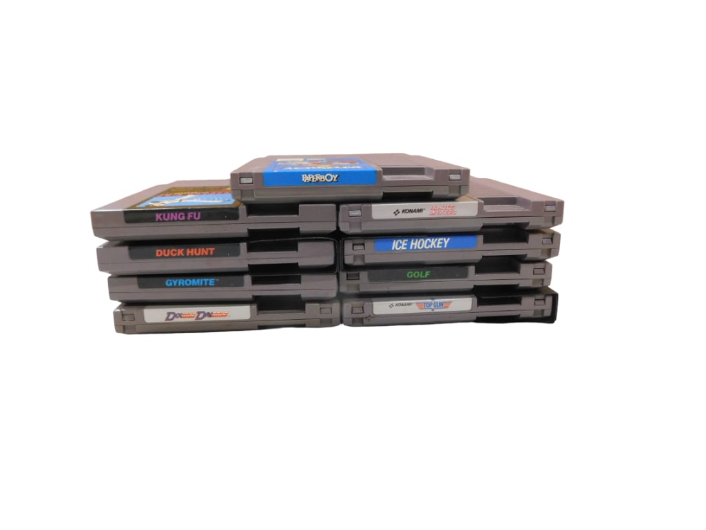 9 Nintendo Video Games incl Paperboy, Duck Hunt, Gyromite, Kung Fu, Double Dribble, Ice Hockey,: 9 Nintendo Video Games incl Paperboy, Duck Hunt, Gyromite, Kung Fu, Double Dribble, Ice Hockey, Golf, Konami Top Gun, Konami Blades of Steel 