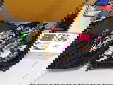 Lot of Smalls incl Geode, Stones, Necklace, Small Toys, Divided Bird Dish, HP CD Writer 9600se, etc