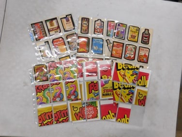 Vintage Topps Wacky Pack Trading Cards featuring such gems as Chef Girl-ar-dee, Armor Metal Hot Dogs