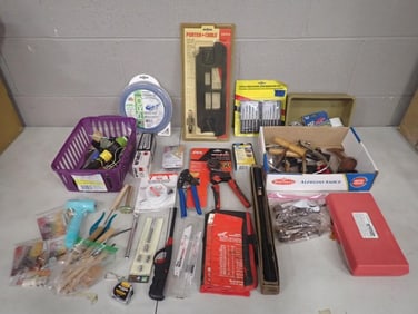 Assorted Tool Lot including Some new in package - Screwdriver Set, Tape Measure, Stick Lighter,
