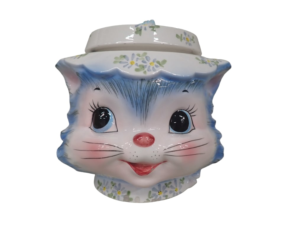 Vintage 1950's Lefton Miss Priss Kitty Cat Cookie Jar #1502 Made in Japan (1 of 9)