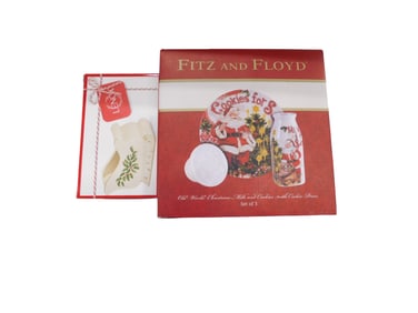 Fitz & Floyd Old World Christmas Milk and Cookie set, Lenox Holiday Sleigh Candy Dish with boxes