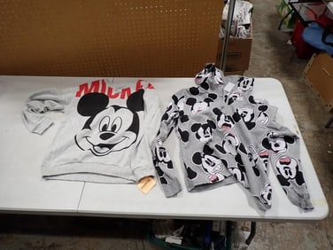 Two Walt Disney / Mickey Mouse Sweatshirts - one is a hoodie.  Size XS and XL