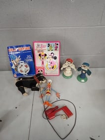 Vintage Toy Lot including Life Savers Bendy, Wooden Raggedy Ann and Andy, Holly Hobby, Walt Disney
