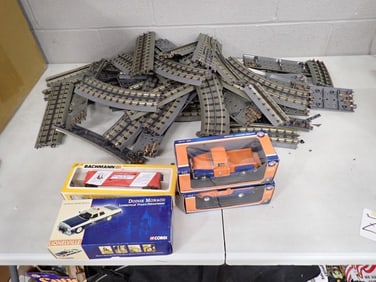 Train Lot including Lots of MTH O Scale Tracks, Bachmann HO Train, Two Lionel Die-Cast RMT 1955