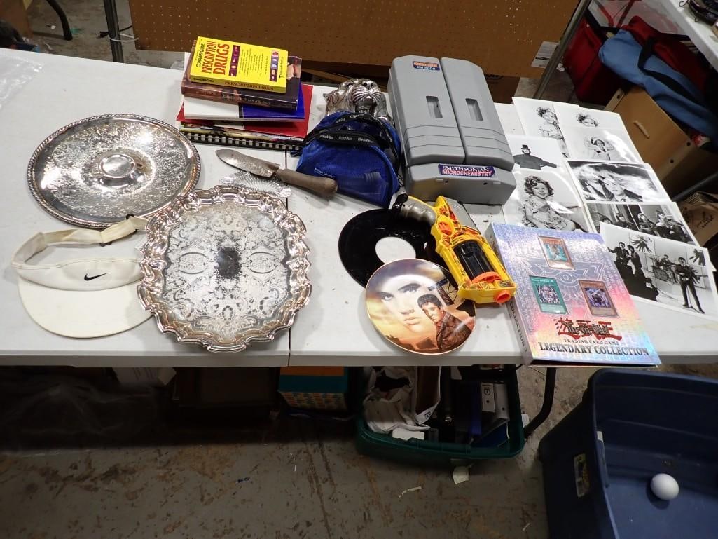 Misc. Lot including Elvis Plate, Beatles and Shirley Temple Photos, Chemistry Set, Silver Plate, Med (1 of 16)