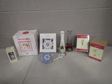 Christmas / Winter Decor including Department 56 Billy Buttons, Wedgewood Snowflake, Vases, Ornament