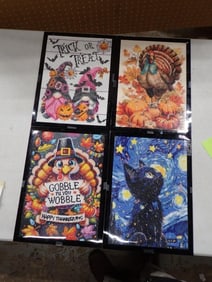 Set of 4 Diamond Dot Art Pieces - two Halloween and Two Thanksgiving / Fall. 