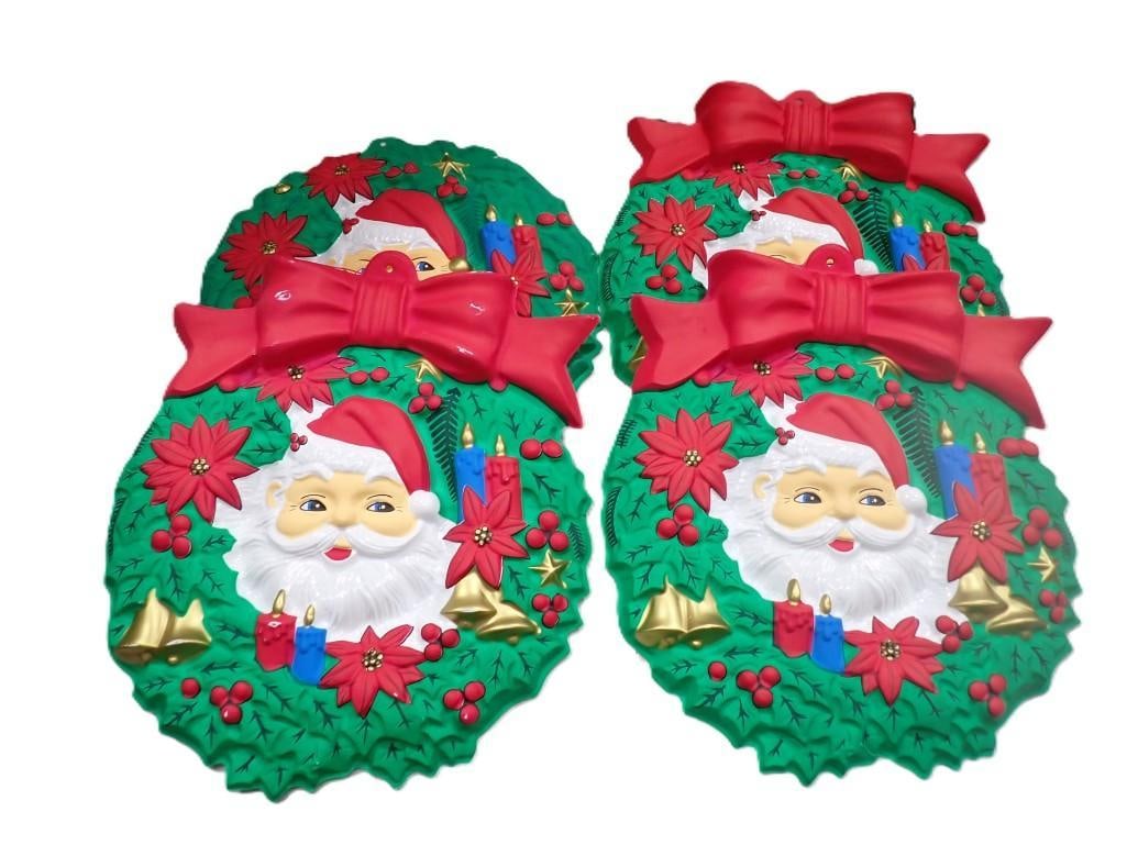 Set of 4 Vintage Plastic Molded Santa Claus Wreaths: Set of 4 Vintage Plastic Molded Santa Claus Wreaths All pictures are considered part of the description and should be examined carefully by bidders. Live Auctioneers is now offering Live Shipping thro