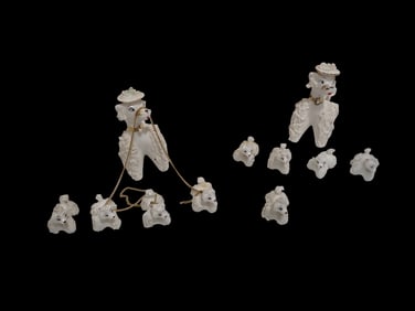 Vintage Spaghetti Poodles Porcelain Figures