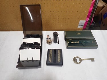 Lot of Smalls incl Cross Pen, Decorative Key, Figurine, etc