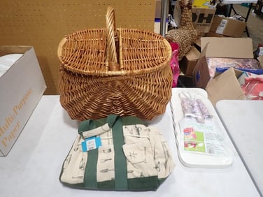 Wicker Basket, Gardening Tools, Tote Bag - New with Tags, Gardening Knee Pads - New with tags
