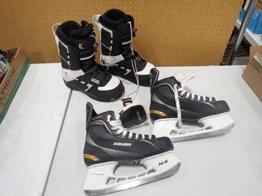 Vans Encore Snowboard Boots and Bauer Hockey Supreme Skates Both Size 10.5 Mens
