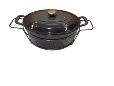 Enameled Cast Iron Dutch Oven with Rack Very Clean