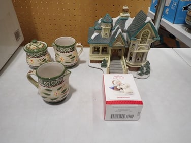 St Nicholas Square Christmas Village Building, Hallmark Keepsake Snow Buddies Ornament,