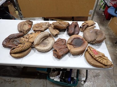 Large Lot of Vintage or Antique Baseball Gloves / Mitts including Catchers