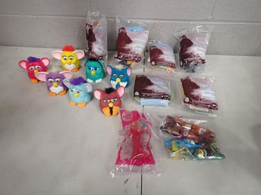 McDonald's Happy Meal Toys including Furby's, Legend Guardians, Some still in package, etc.
